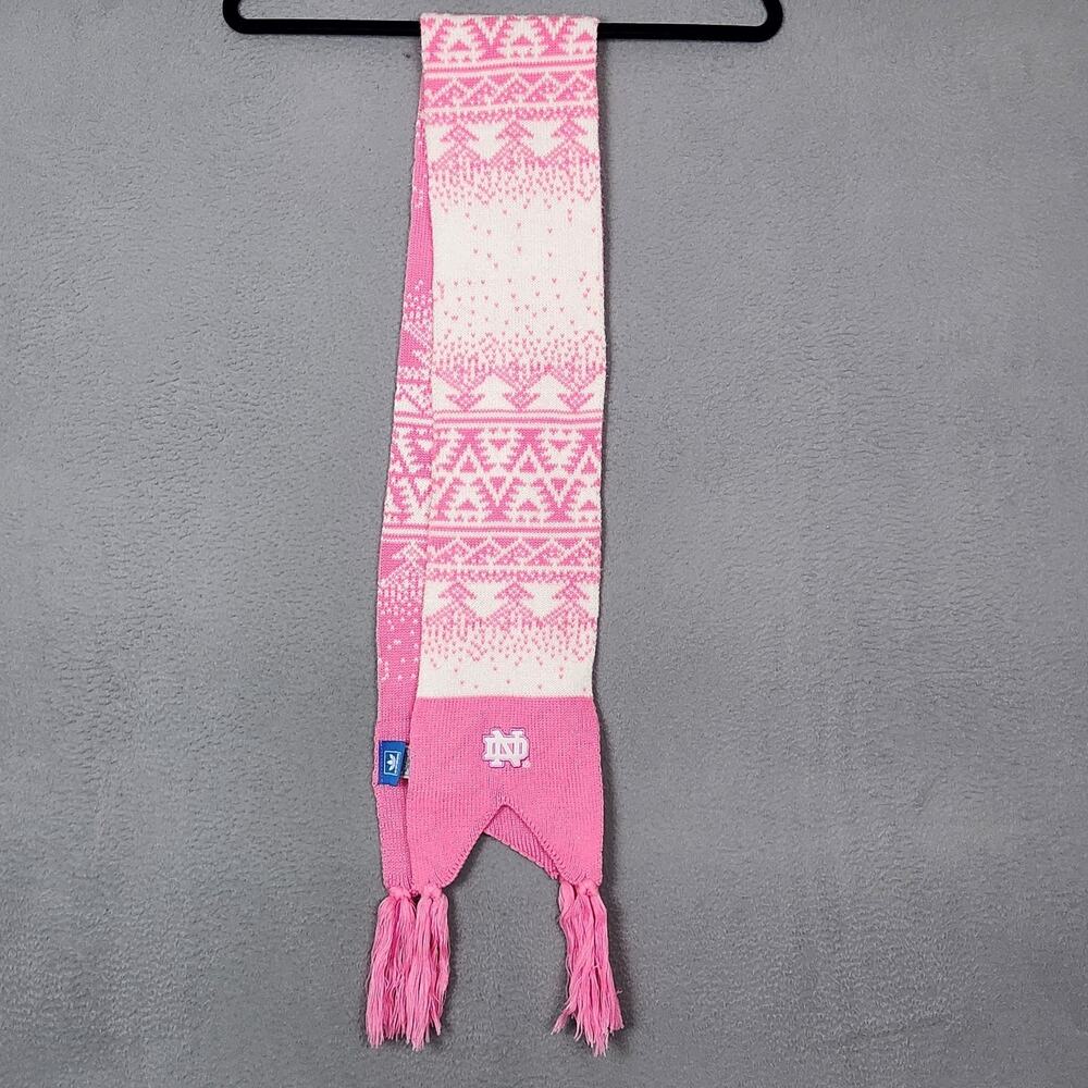 Notre Dame Fighting Irish Scarf Womens One Size Pink Knit NCAA Football Adidas